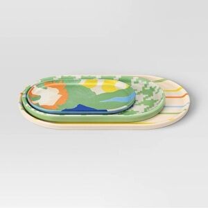 Bamboo Melamine Multicolor Decorative Trays Made of Heavy Bamboo Melamine NWOT